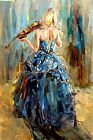 Violin Canvas Paintings - Dancing With a Violin 4